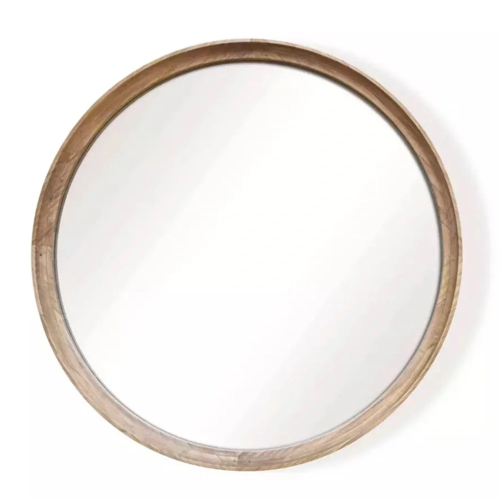 THRESHOLD 26” classic wood round mirror -natural